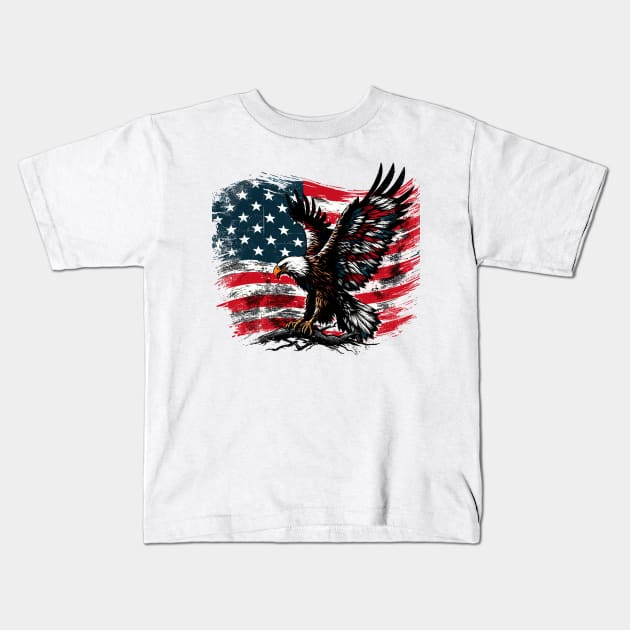 USA Flag Kids T-Shirt by Vehicles-Art